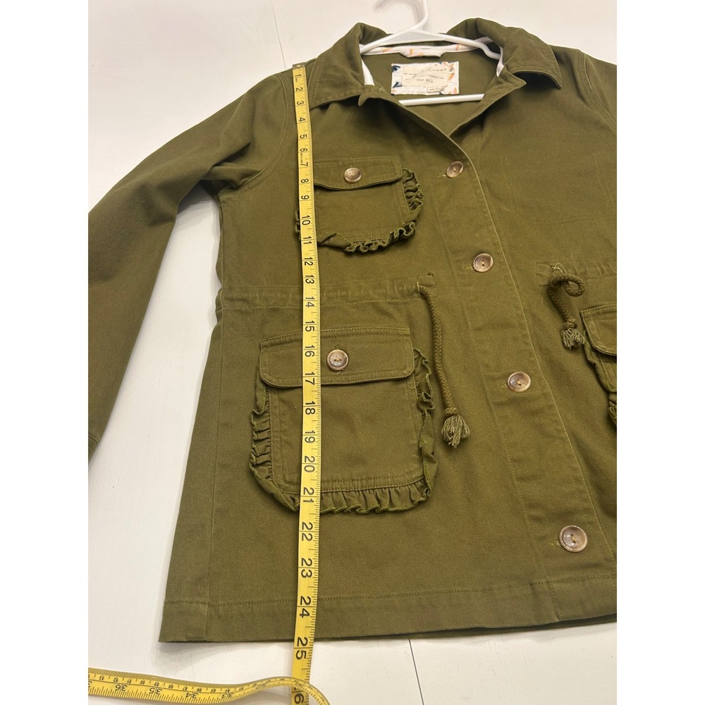 Evys Tree The Mia Olive Green Ruffle Utility Field Jacket Womens Medium ET1045 - Picture 9 of 11